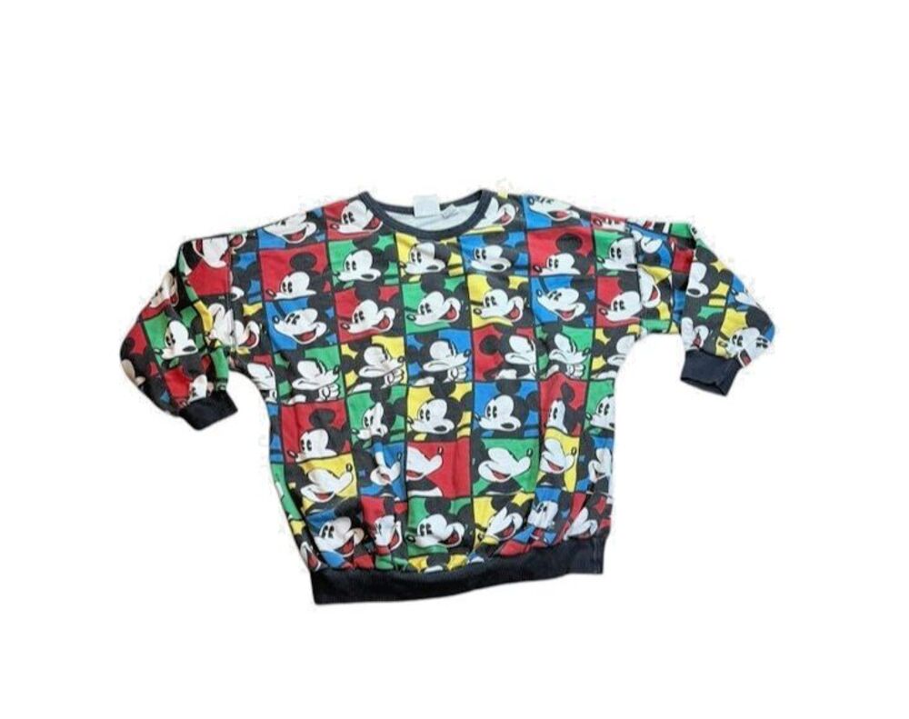 Vintage Disney Mickey Mouse Crewneck Sweatshirt Women's Size Medium AOP JG Hook